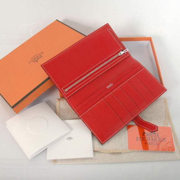 Cheap Fake Hermes Bearn Japonaise Bi-Fold Wallets H208 Red - Click Image to Close